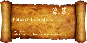 Méhesi Barnabás névjegykártya